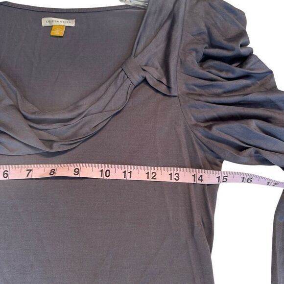 Leifsdottir Anthropologie Silk Knit Top Draped Long Sleeve Scoop Grey XS - Picture 6 of 11